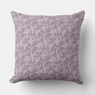 Almofada Lírios brancos do padrão do Vale em Mauve