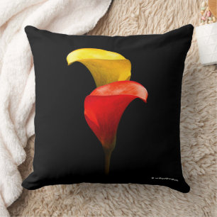 Almofada Lírios Elegante Dourado e Crimson Calla