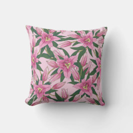 Almofada Lírios Sangrentos de Rosa Pastel