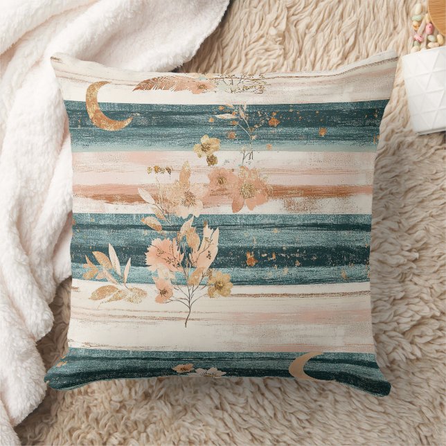 Almofada Listra Celestial Boho em Verde Água para Espíritos (Cobertor)