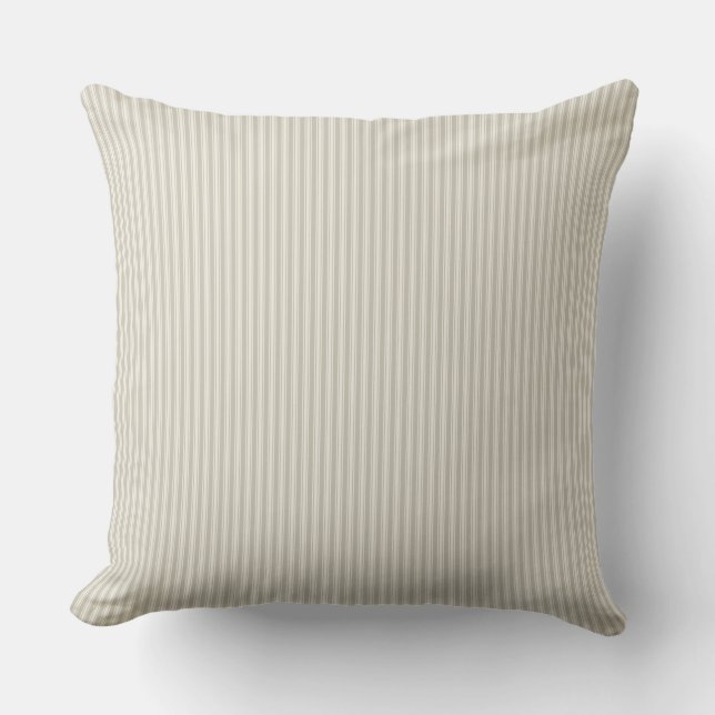 Almofada Listra de Ticking Bege e Branco (Frente)