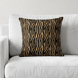 Almofada Listra de Tigre Chic Estampa Animal Safari Marrom