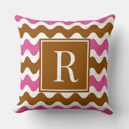 Almofada Listra Groovy Ric Rac Horizontal Marrom e Rosa Que