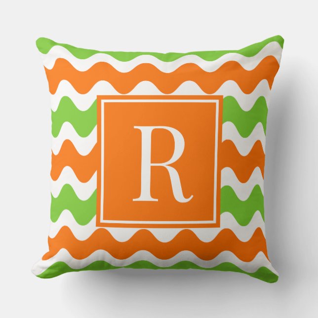 Almofada Listra Groovy Ric Rac - Laranja & Lima Horizontal (Frente)