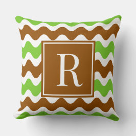 Almofada Listra Groovy Ric Rac - Marrom & Lima Horizontal