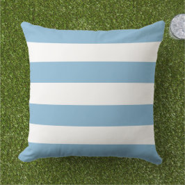 Almofada Listra Horizontal Azul Claro Clássico Branco