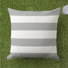Almofada Listra Horizontal Larga Cinza Branco Clássico