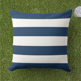 Almofada Listra Horizontal Larga Clássica Navy Branca