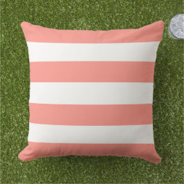 Almofada Listra Horizontal Larga Coral Clássico Branco