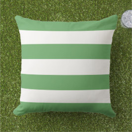 Almofada Listra Horizontal Larga Verde Clássica Branca