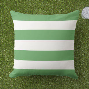 Almofada Listra Horizontal Larga Verde Clássica Branca