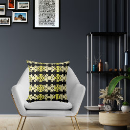 Almofada Listra Ornamental Amarela Dourada Padrão Sem Costu