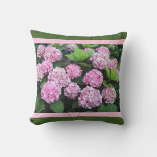 Almofada Listra Rosa com Flor de Jardim Hydrangea
