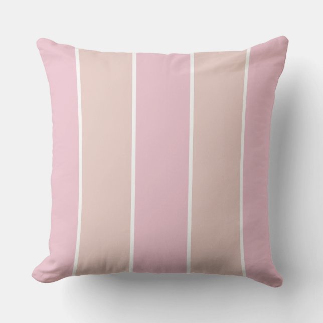 Almofada Listra Vertical Rosa Suave e Bege (Frente)