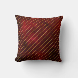 Almofada Listrada Vermelho Escuro e Dourado