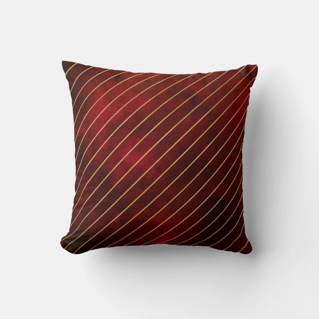 Almofada Listrada Vermelho Escuro e Dourado (Frente)