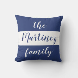 Almofada Listras Azuis e Brancas Personalizadas Nome da Fam