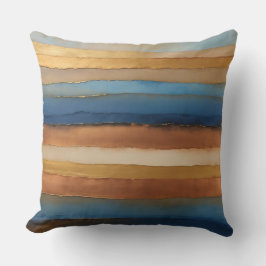 Almofada Listras azuis e cobre de bronze Dourado