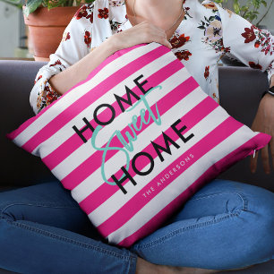 Almofada Listras brancas e cor-de-rosa-chic Black Home Swee