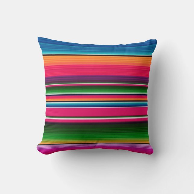Almofada Listras Coloridas Arco-íris Manta Mexicana Espanho (Frente)
