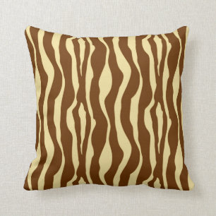 Almofada Listras da zebra - castanho chocolate e camelo Tan