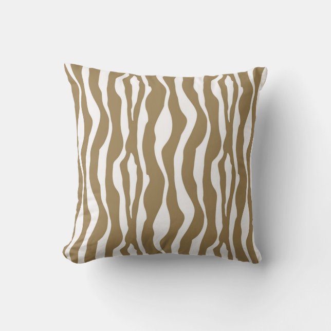 Almofada Listras da zebra - Taupe Tan e branco (Frente)