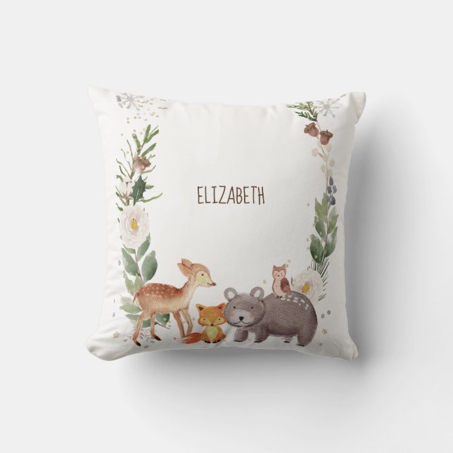 Almofada Listras de Animais da Floresta (Frente)