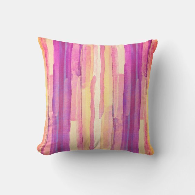 Almofada listras de aquarela clara moderna rosa púrpura (Frente)