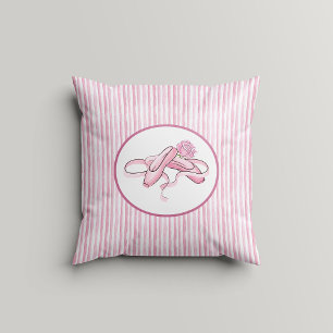 Almofada Listras de Aquarela Rosa e Branco com Sapatilhas d