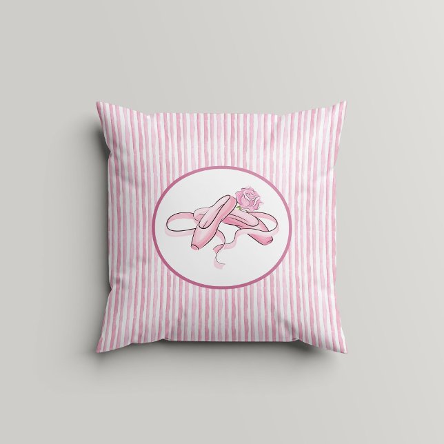 Almofada Listras de Aquarela Rosa e Branco com Sapatilhas d (Criador carregado)