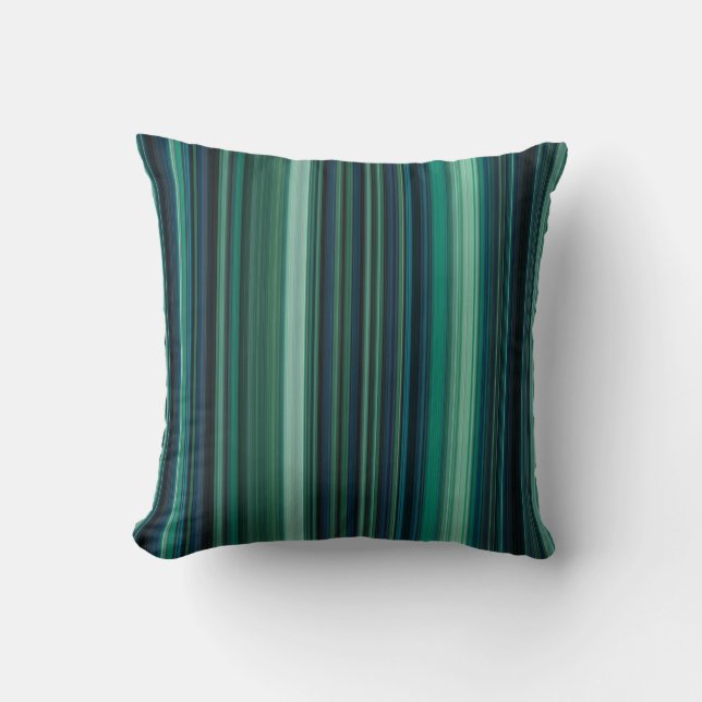 Almofada Listras de Azul Aqua e Verde Água (Frente)