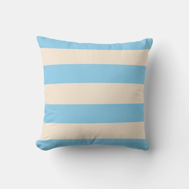 Almofada Listras de Azul Bebê e Branco Antigo (Frente)
