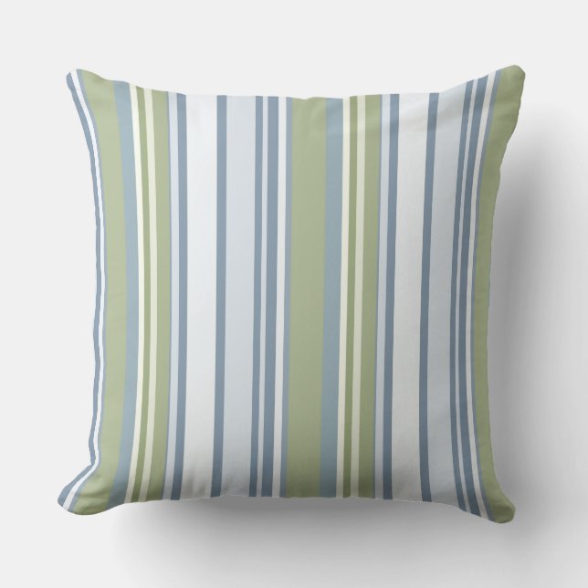 Almofada Listras de Azul Pastel Escuro e Chuva de Primavera (Frente)