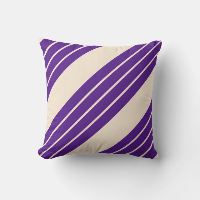 Almofada Listras de Branco Antigo e Violeta Americano (Frente)