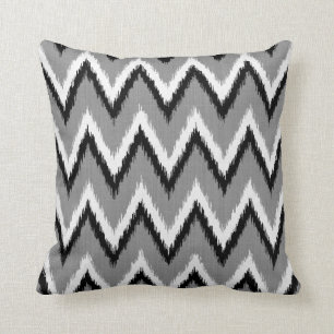 Almofada Listras de Ikat Chevron - cinzentas/cinzas, preto