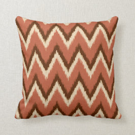 Almofada Listras de Ikat Chevron - oxidação, Brown e bege
