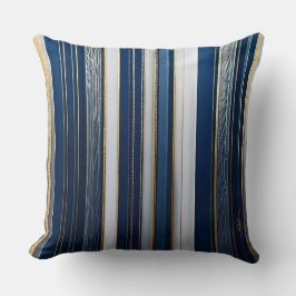 Almofada Listras de Natal Azul Branco Dourado