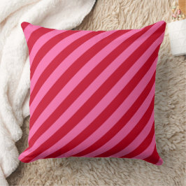 Almofada Listras de Peppermint de Natal Rosa e Vermelho