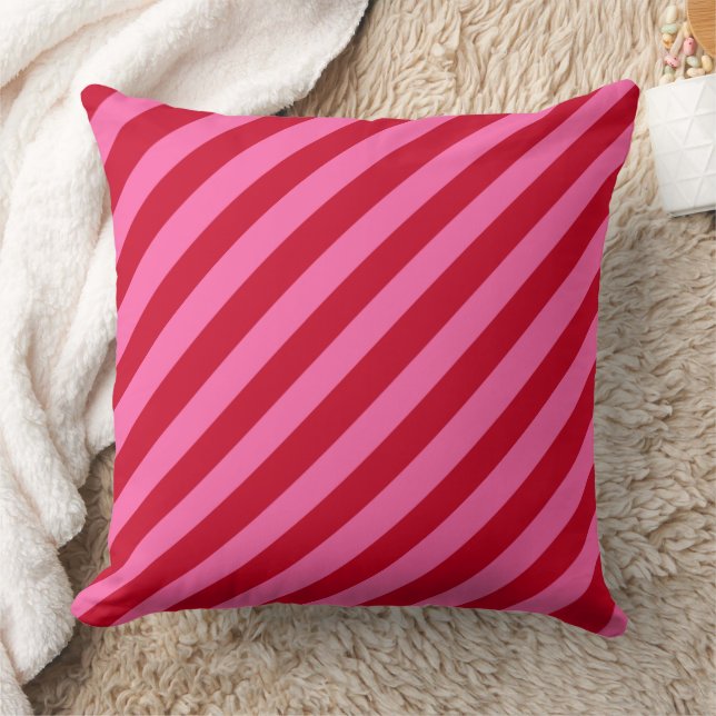 Almofada Listras de Peppermint de Natal Rosa e Vermelho (Cobertor)