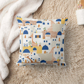 Almofada listras de Santorini cobalto azul amarelo terracot