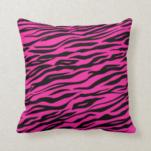 Almofada Listras de Tigre Rosa Quente e Brilhante Pelúcia