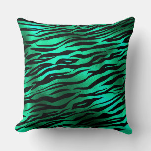 Almofada Listras de tigre selvagem verdes e pretas elegante