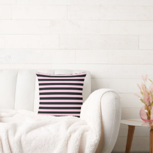 Almofada Listras de Vintage Pretas e Rosa Claras