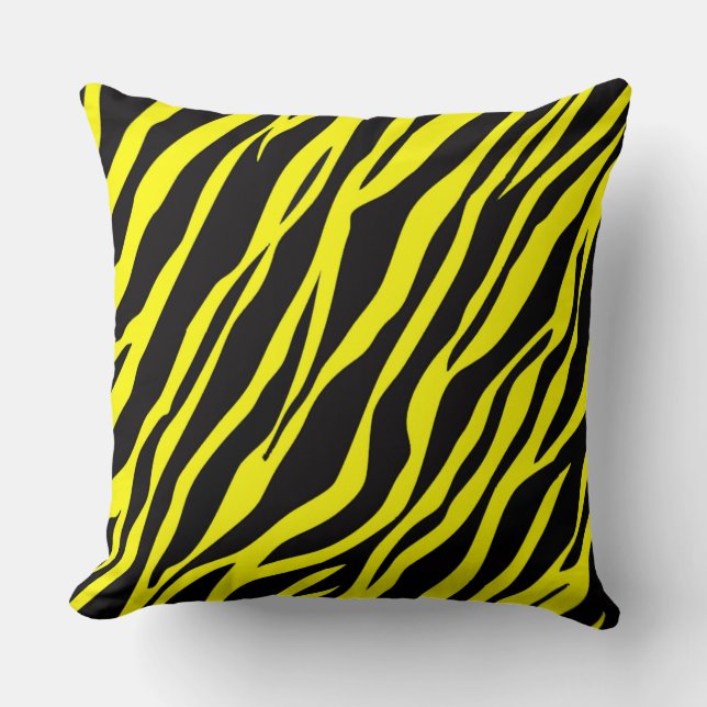 Almofada Listras de Zebra Amarelo Neon (Frente)