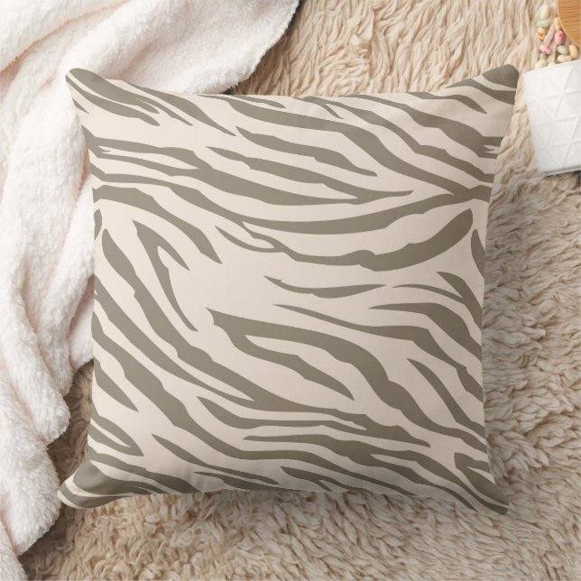 Almofada Listras De Zebra Marrom Branco Creme (Cobertor)