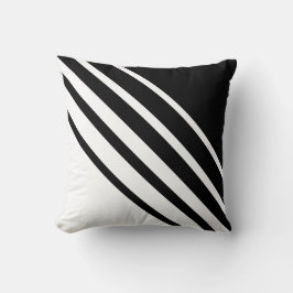 Almofada Listras diagonais abstratas em preto e branco