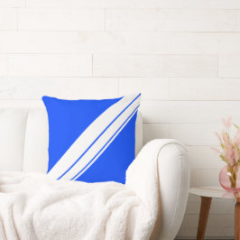 Almofada Listras diagonais de corrida branco azul brilhante