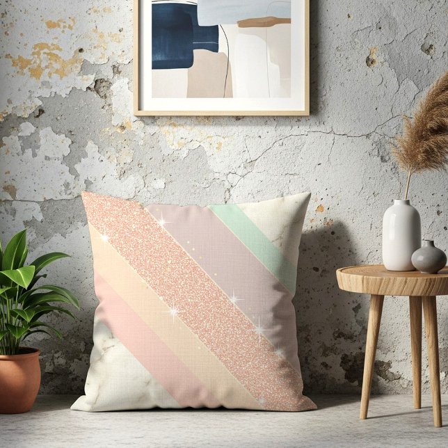 Almofada Listras Diagonais de Mármore Pastel com Brilho em  (Criador carregado)