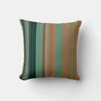 Almofada Listras do Deserto Vintage em Teal, Terracota e Sa