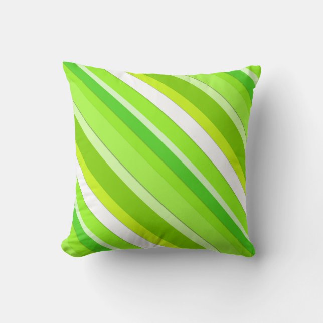 Almofada Listras doces em camadas - verde limão e branco (Frente)